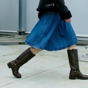 Zara topstitched moto boots